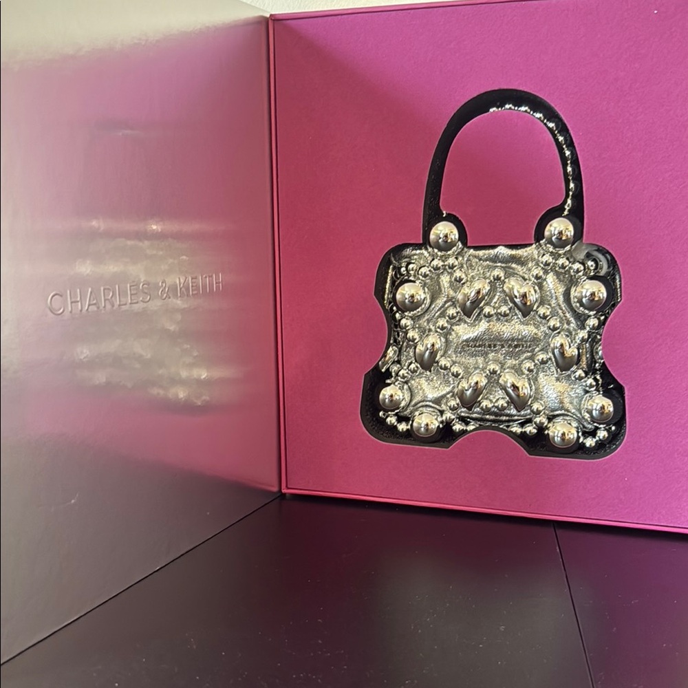 Charles & Keith Gift Set: Metallic Beaded Top Handle Bag - Silver